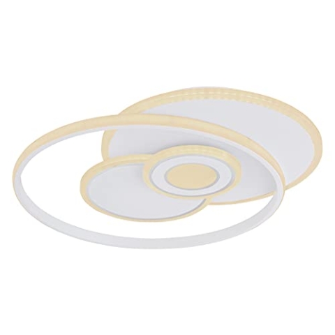Globo Deckenleuchte Wohnzimmer Metall weiß Chromring Acryl opal Memoryfunktion Nachtlicht dimmbar Fernbedienung Farben fixierbar 48442-50