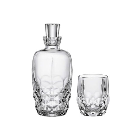 Bohemia Cristal 3-teiliges Whisky-Set Bar Selection Deluxe, Karaffe + 2 Whiskygläser im Geschenkkarton, Kristallglas, Spülmaschinenfest