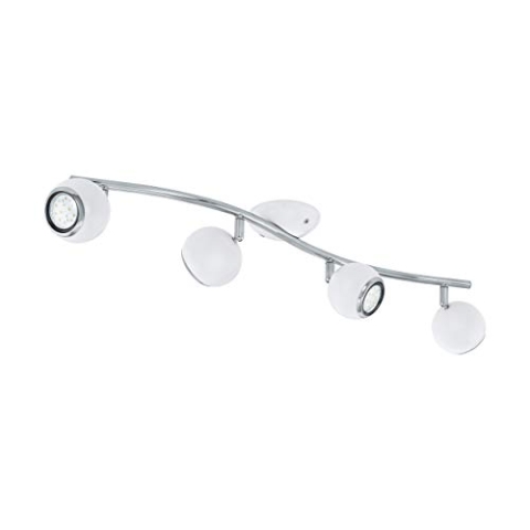 EGLO LED Deckenlampe Bimeda, 4 flammige Deckenleuchte, Deckenstrahler aus Metall in Weiß und Chrom, Wohnzimmerlampe, Spots inkl. GU10 Leuchtmittel, warmweiß