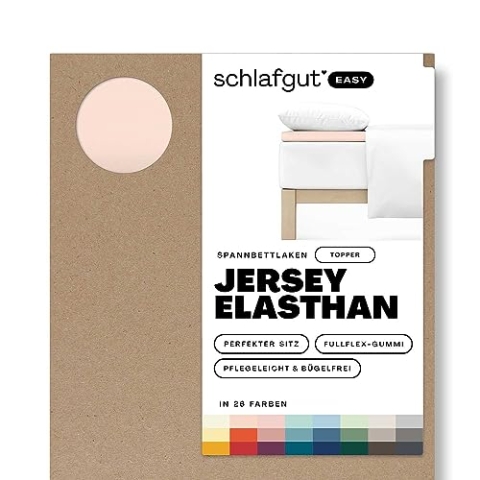 Schlafgut Easy Jersey Elasthan Topper Spannbettlaken 180x200 bis 200x220 Red Light, Spannbetttuch aus superweicher Baumwolle mit Elasthan
