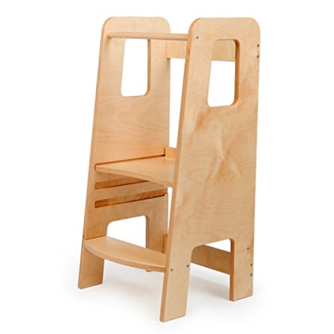 moblì Ully One by, schmutzabweisende und waschbare Lernturm,Made in Italy nach Montessori-Prinzipien,Entworfen von erfahrenen Pädagogen,Lernturm mit verstellbaren Regalen (Transparent Ausführung)