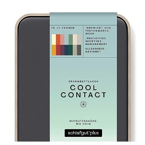 schlafgut Cool Contact Microfaser Spannbettlaken bis 100x200cm, Grey Deep kühlend kalt