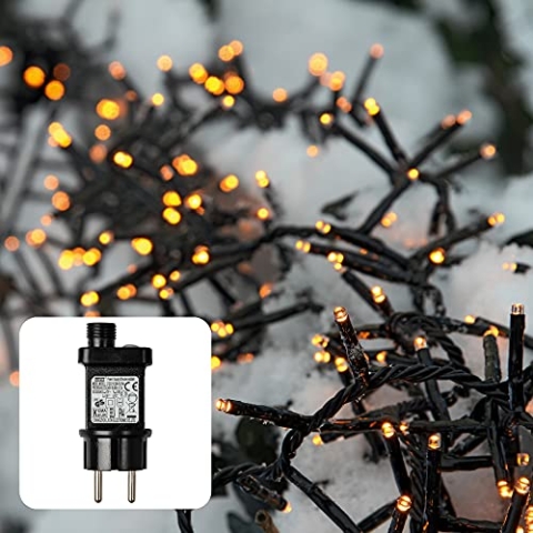 hellum LED Lichterkette außen Cluster, 8,94m 448 LED Cluster Lichterkette warmweiß mit Timer, Strombetrieben indoor & outdoor, Weihnachtsbaumbeleuchtung mit Kabel 576849