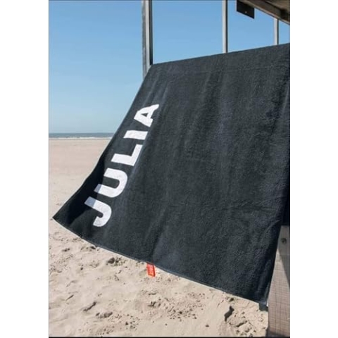 S< S< Strandtuch mit Name - personalisierte Bedrucking - XXL Saunatuch - Strandtuch 100x200 aus Baumwolle (Anthrazit)