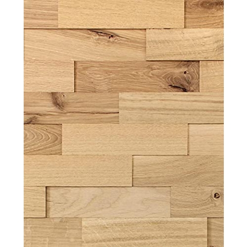 wodewa Wandverkleidung Holz 3D Optik Eiche Rustikal 1m² Wandpaneele Moderne Wanddekoration Holzverkleidung Holzwand Wohnzimmer Küche Schlafzimmer Strukturiert Natur