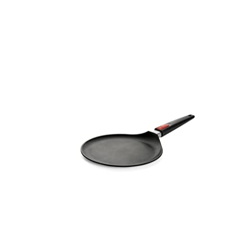 Woll Nowo Titanium Crêpespfanne, Ø 26 cm, mit abnehmbarem Stiel - Geeignet für Ceran, Gas, Elektro, Halogen - nicht induktionsgeeignet, Aluminiumguss, Antihaft-Versiegelung, backofenfest, schwarz