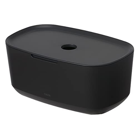 Tiger Tess Aufbewahrungsbox mit Deckel, Organizer für Bad, Küche & Co., für mehr Ordnung in Badezimmer und Gäste-WC, Kunststoff, Farbe: Schwarz / Anthrazit, BxHxT: 27,1 x 11, 8 x 16,7 cm
