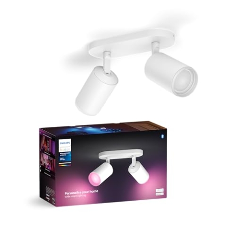 Philips Hue White & Color Ambiance Fugato Spot 2 flg. weiß 2x350lm, dimmbar, 16 Mio. Farben, steuerbar via App, kompatibel mit Amazon Alexa (Echo, Echo Dot)