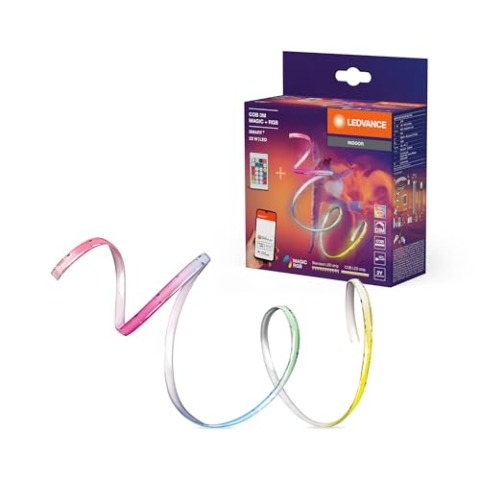 LEDVANCE SMART WIFI LED-Lichtstreifen inklusive Fernbedienung mit MAGIC RGB-Farbsteuerung, COB-Technologie für homogenen Lichteffekt, 22 W, 3 m Länge, für Innenraumanwendungen, LED nicht austauschbar