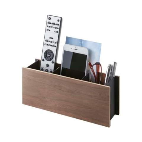 Yamazaki 2731 RIN Stifte- & Fernbedienungshalter, schwarz, Holz/Stahl, Minimalistisches Design, 25 x 7 x 10,2 cm (LxBxH)