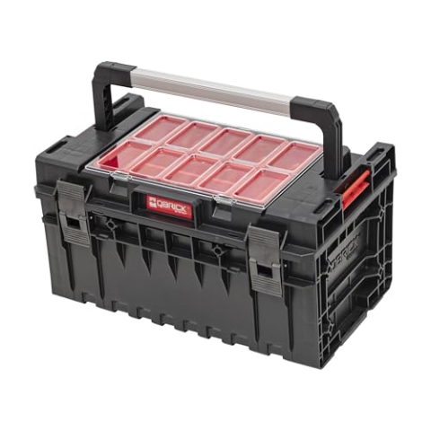 QBRICK - Werkzeugkasten Leer - Werkzeugbox mit Organizer - Sortierkasten aus Robustem Kunststoff - Werkzeugkoffer mit Trennwänden, Stapelbar - System ONE 2.0 350 Expert