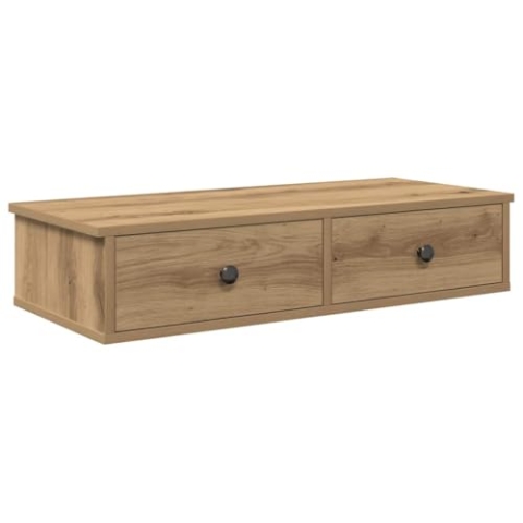 vidaXL Wandregal mit Schubladen Artisan-Eiche 80x31x17cm Holzwerkstoff, Wandregal, Wandschrank, Schweberegal, Wandregal mit Schubladen, Wandablage