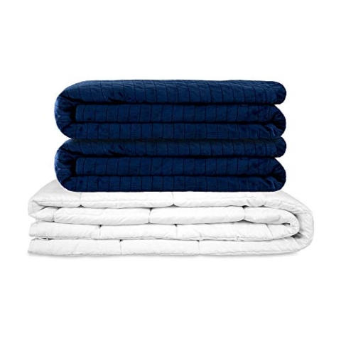 Gravity TherapieDecke Gewichtsdecke - Set BLAU Winter Inkl. 2 Standard Bezüge aus kuscheligen warmen Nickistoff und Velours für Erwachsene/Jugendliche Für besseren Schlaf, Größe: 135x200 cm 6kg