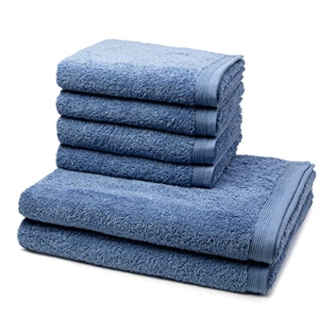 Möve - Superwuschel - 4 X Handtuch 2 X Duschtuch - im Set - Baumwolle (6er Set Cornflower)