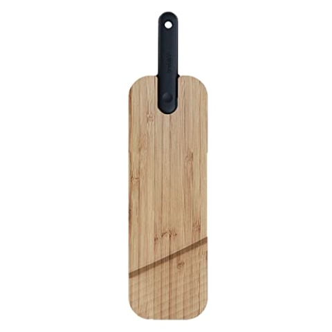 Trebonn - Artù Integriertes Salamimesser und Brett aus Bambus, mit integriertem Aufschnittmesser, 43x11x2.4 cm. Zum Aufschneiden von Salami, mit Schlitz um das Schneiden zu erleichtern.