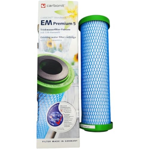 Wasserfilterpatrone EM Premium 5 | mit EM Keramik | besserer Wassergeschmack | komptibel zu Filtergehäusen Carbonit Sanuno & Vario HP | AquaAvanti | WatPass | Alvito | und viele Andere