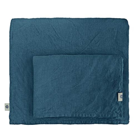 Linen & Cotton Weicher Griff Bettwäsche Set Alicia - 100% Leinen Gewaschen, Petrol Blau (220 x 230 cm) Bettbezug Bettdeckenbezug Deckenbezug Einfarbig Wendebettwäsche Kingsize Schlafzimmer Hotel