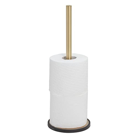 Tiger Tune Reserverollenhalter, bietet Platz für bis zu 3 Toilettenpapierrollen, freistehend, Messing gebürstet/Schwarz, 126 x 356 x 126 mm