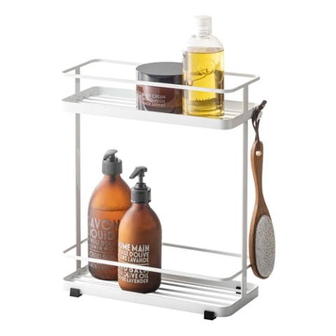 YAMAZAKI Tower, Badezubehör Badezimmer Dusche Aufbewahrungshalter, Caddy Regal Organizer, Legierter Stahl, Weiß, 28 x 12 x 33,5 cm (LxBxH)