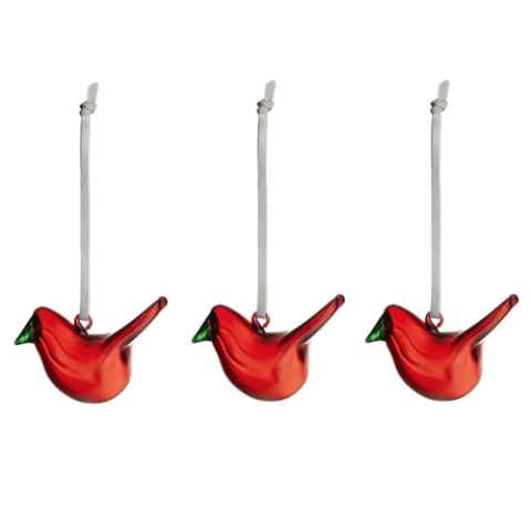 Iittala Mini- Glasvögel 3er Set, aus mundgeblasenem Glas, in der Farbe Rot, Größe: 7,6 x 4,8 x 3,2cm,1068674
