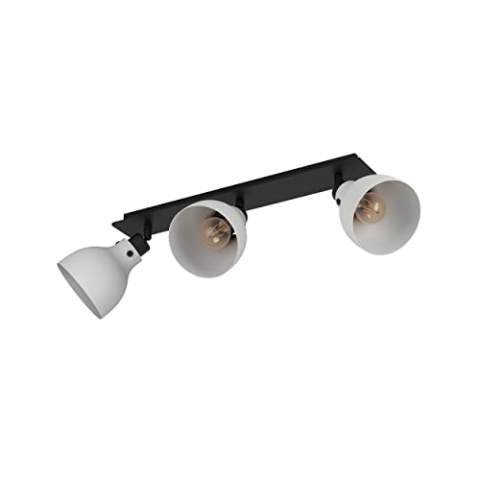 EGLO Deckenstrahler Matlock, 3-flammige Deckenlampe mit schwenkbaren Spots, Deckenleuchte Industrial Design aus Metall in Schwarz und Grau, Deckenspot mit E27 Fassung