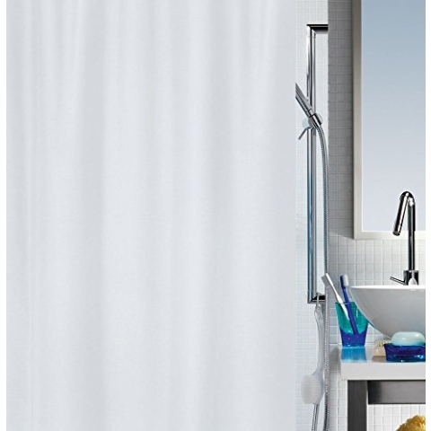 Spirella 1 Schimmel Duschvorhang-Anti-Bakteriell, waschbar, wasserdicht-Polyester, „Primo “ 240x200cm Weiß, White, 240 x 200 cm