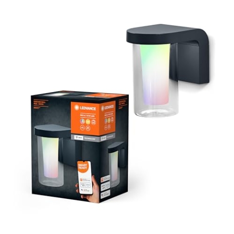 LEDVANCE SMART+ WI-FI CASCADE RGBW 18cm- dimmbare LED Wandleuchte dunkelgrau für Außen mit hochwertigem Aluminium-Gehäuse, RGB-Farbsteuerung, 10 W, 3000 Kelvin warmweiß, 420 Lumen, IP44