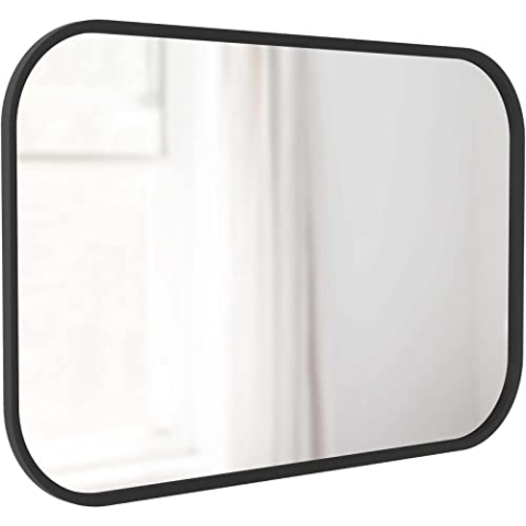 Umbra Hub Wandspiegel – Rechteckiger Spiegel für Diele, Badezimmer, Wohnzimmer und Mehr, Schwarz, 61x91 cm