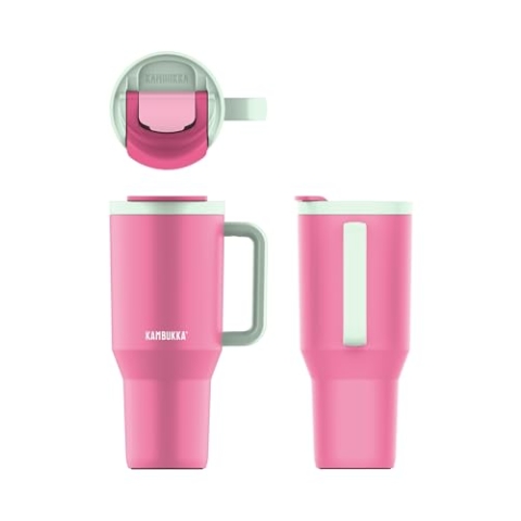KAMBUKKA Rio Thermobecher mit Henkel, 1000 ml, Bubblegum Mint mit luftdichtem Deckel