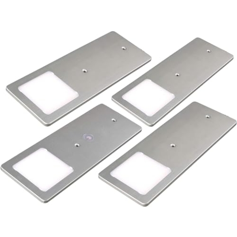 kalb | LED Unterbauleuchten silber 5W- sehr flache Küchenleuchte mit Touch-Dimmfunktion Einbaustrahler Einbauspot, Auswahl:4er Set warmweiss
