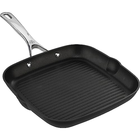 BALLARINI Alba Grillpfanne aus Aluminium, 28cm, quadratisch, Antihaftbeschichtung, für alle Herdarten
