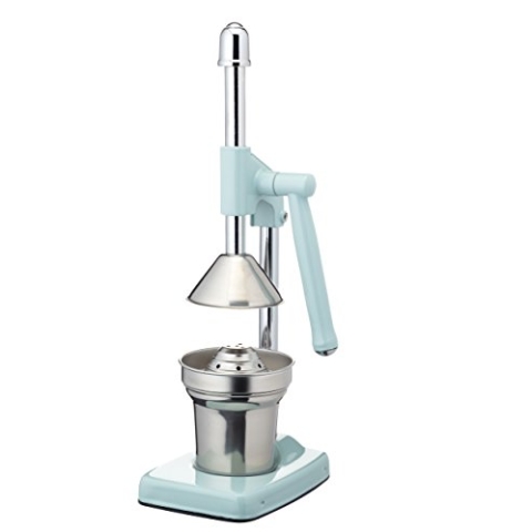Living Nostalgia KitchenCraft – Zitruspresse mit manuellem Hebel, Aluminium- und Edelstahl-Kollektion – Vintage-Blau