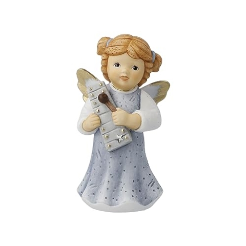 Goebel X-Mas Nina & Marco Engels-Figur mit Xylophon aus Porzellan mit Swarovski-Stern Mehrfarbig, Maße: 5,5cm x 5cm x 10,5cm, 11-750-72-1