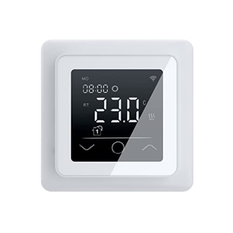 WARMON Design Touchscreen Temperaturregler, Smart Thermostat MCS 750 WiFi für elektronische Fußbodenheizung Amazon Alexa & Google Home in Weiß