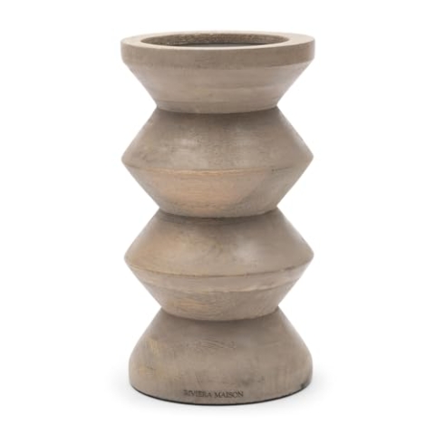 Riviera Maison Kerzenständer Holz Stumpenkerze, runder Kerzenständer 23 cm hoch, handgefertigt - Totem Candle Holder - (ØxH) 12.5x23