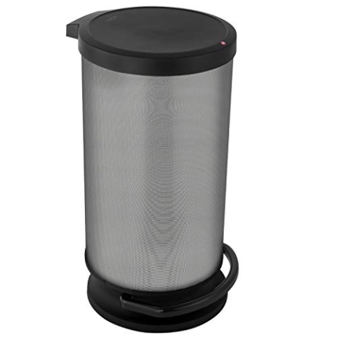 Rotho Paso Mülleimer 30l mit Deckel, Kunststoff (PP) BPA-frei, carbonmetallic, 30l (35.7 x 30.2 x 59.2 cm), Carbon Metallic
