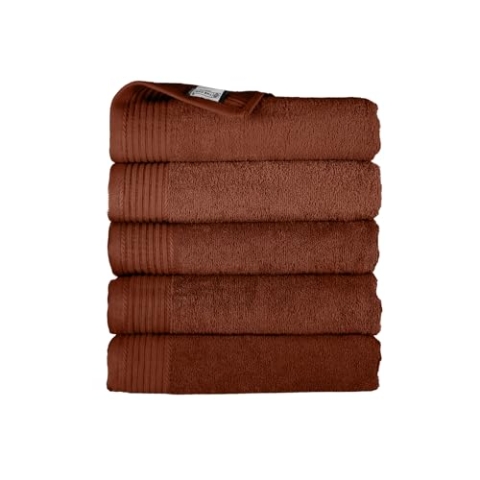 THE ONE TOWELLING Classic Handtücher - 70 x 140 cm - 5 Stück - Sparpack - Hohe Feuchtigkeitsaufnahme - 100% gekämmte Baumwolle - Braun
