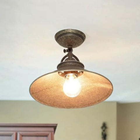 Licht-Erlebnisse Premium Deckenlampe Echt-Messing in Bronze Antik Wohnzimmer Flur Esszimmer Ø25 cm E27 rund schwenkbare Industrial Deckenleuchte