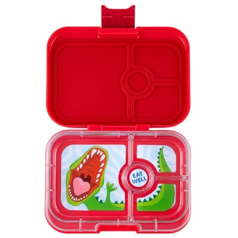 Yumbox Panino auslaufsichere Bento-Lunchbox für Kinder und Erwachsene (Wow Red Dino), Sandwich-freundliche Lunchbox für Kinder, leicht zu öffnender Verschluss, leicht, kompakt