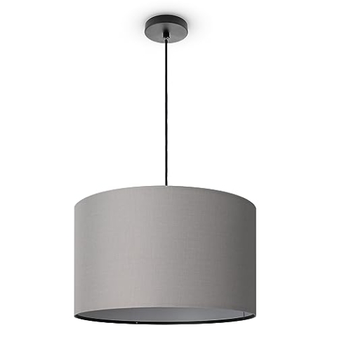 Paco Home Deckenlampe Pendellampe Aus Aluminium Und Stoff Hängelampe Ø45,5cm Breit Wohnzimmerlampe Esstisch Esszimmerlampe E27 Einfarbig 1 Flammig
