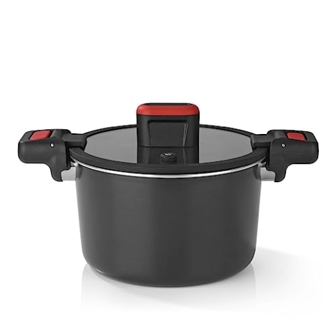 GOURMETmaxx Aluguss-Energiespartopf 5,8 L | ø 24 cm | Antihaftbeschichtung | Schnelle, einfache, fettarme und vitaminschonende Zubereitung | Für alle Herdarten geeignet inkl. Induktion