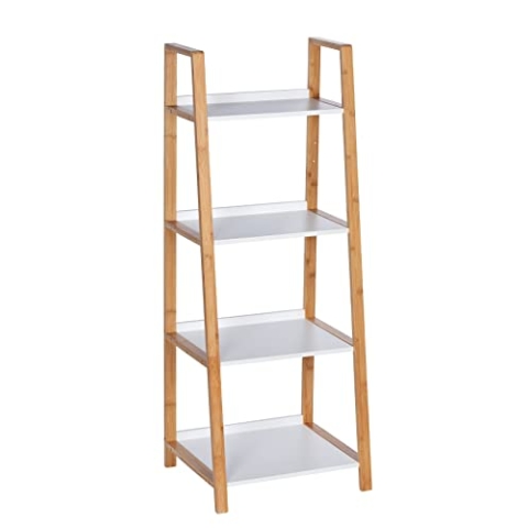WENKO Regal Finja aus Bambus mit 4 Etagen - Badregal, Wohnregal, Bambus, 43 x 112 x 36 cm, Braun, 112 x 36 x 43 cm