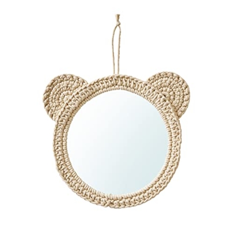 Vertbaudet Kinderzimmer Spiegel in Bärenform, gestrickt beige
