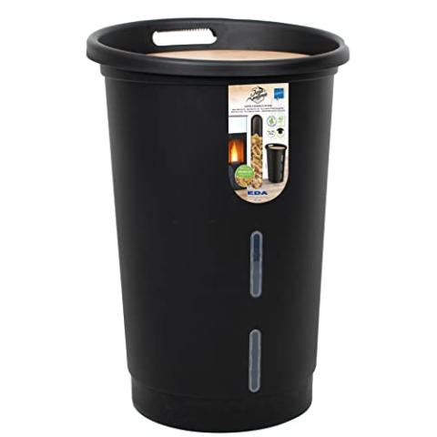 EDA - Jura Montania Pelletbox mit Rollen 38 l – für 25 kg Pellets – Schwarz, 010478 NO, Ø 39,7 x 60,5 cm