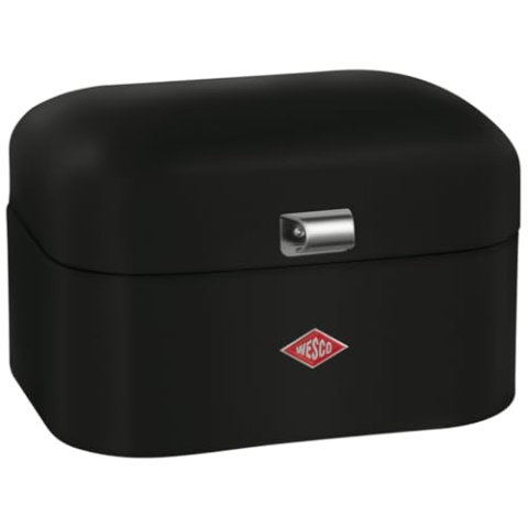 WESCO Single Grandy Brotkasten in der Farbe mattschwarz, pulverbeschichtetes Stahlblech, Lüftungslöcher und stabiler Handgriff