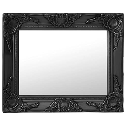 vidaXL Wandspiegel im Barock-Stil Antik mit Montagehaken Hängespiegel Dekospiegel Badspiegel Spiegel Flurspiegel Garderobe 50x40cm Schwarz