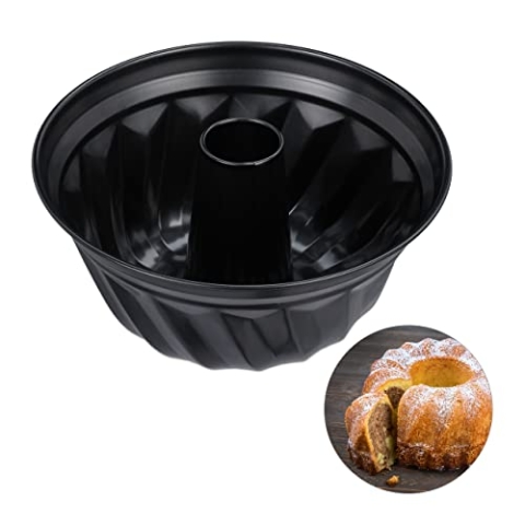 Relaxdays 10 x Gugelhupfform, Marmor- & Rührkuchen, antihaftbeschichtet, Ø 25 cm, Carbonstahl, runde Napfkuchenform, schwarz