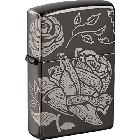 ZIPPO – Currency Design - Black Ice - 360° Laser Gravur - Sturmfeuerzeug, nachfüllbar, in hochwertiger Geschenkbox