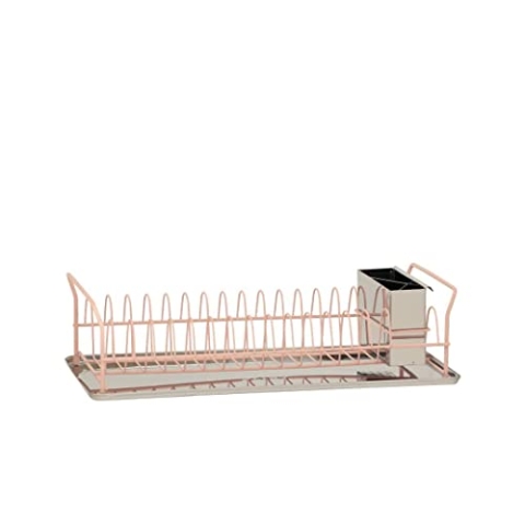 Plint Premium Dish Rack - Plate Drying Rack with Cutlery Holder & Drip Tray Edelstahl Draining Dish Rack Drainer - Dish Draining Rack for Kitchen Counter - Small Dish Drainer Rose Color