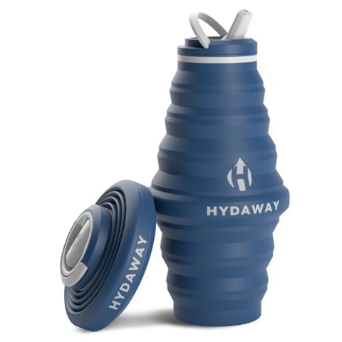 HYDAWAY | zusammenklappbare Wasserflasche mit Auslaufdeckel| ultra-packbar und reisefreundlich | aus lebensmittelechtem Silikon | 750 ml